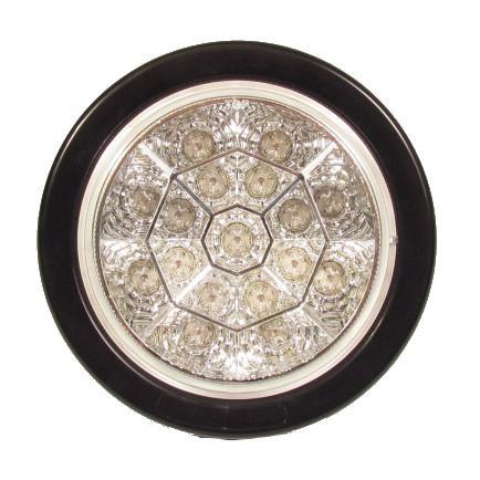 4" Red Round Tail/Stop/Turn Led Light With 17 Leds, Clear Lens And Chromed Reflector | F235103