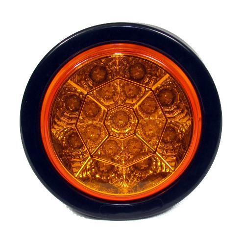 4" Amber Round Tail/Turn Led Light With 17 Leds, Amber Lens And Chromed Reflector | F235111