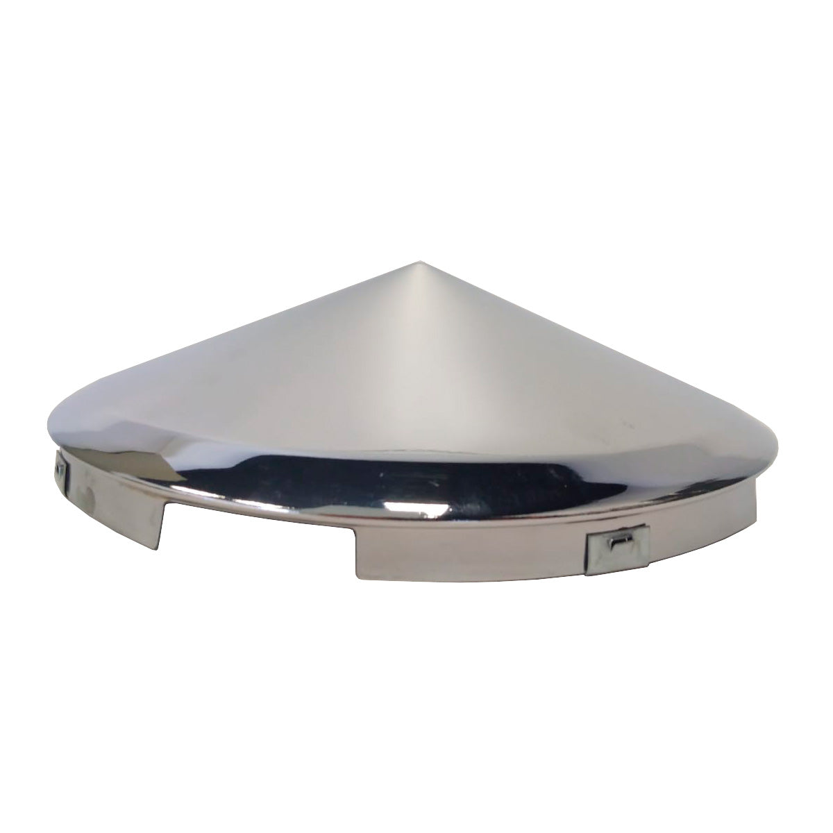 Chrome Steel Front Pointed Style Hub Cap - 8.5" Id | 4 Notch Cut Out | F245697