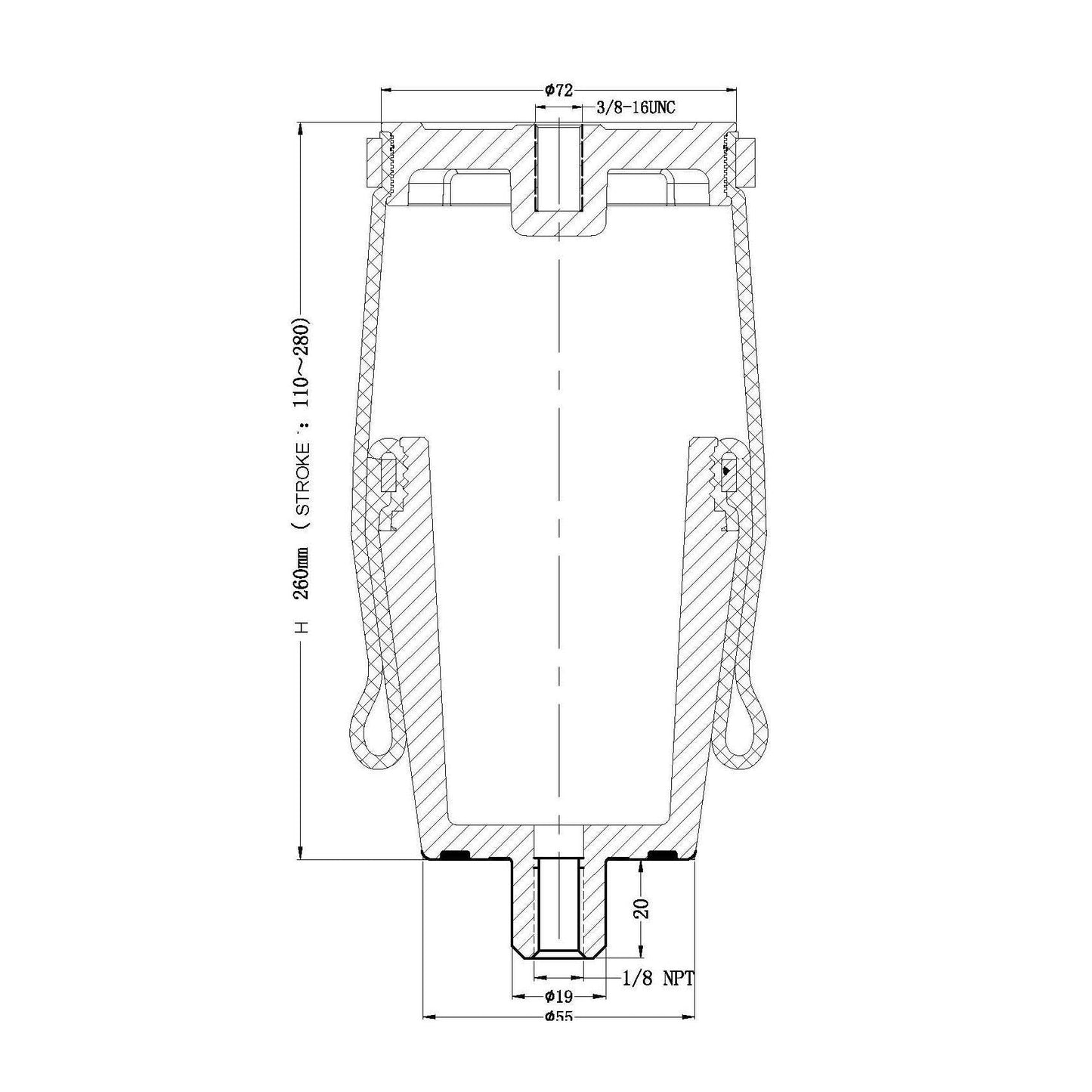 F245578 | DVP AIR SPRING 7110, 1S5-152, R81-1001 | Replace 804269