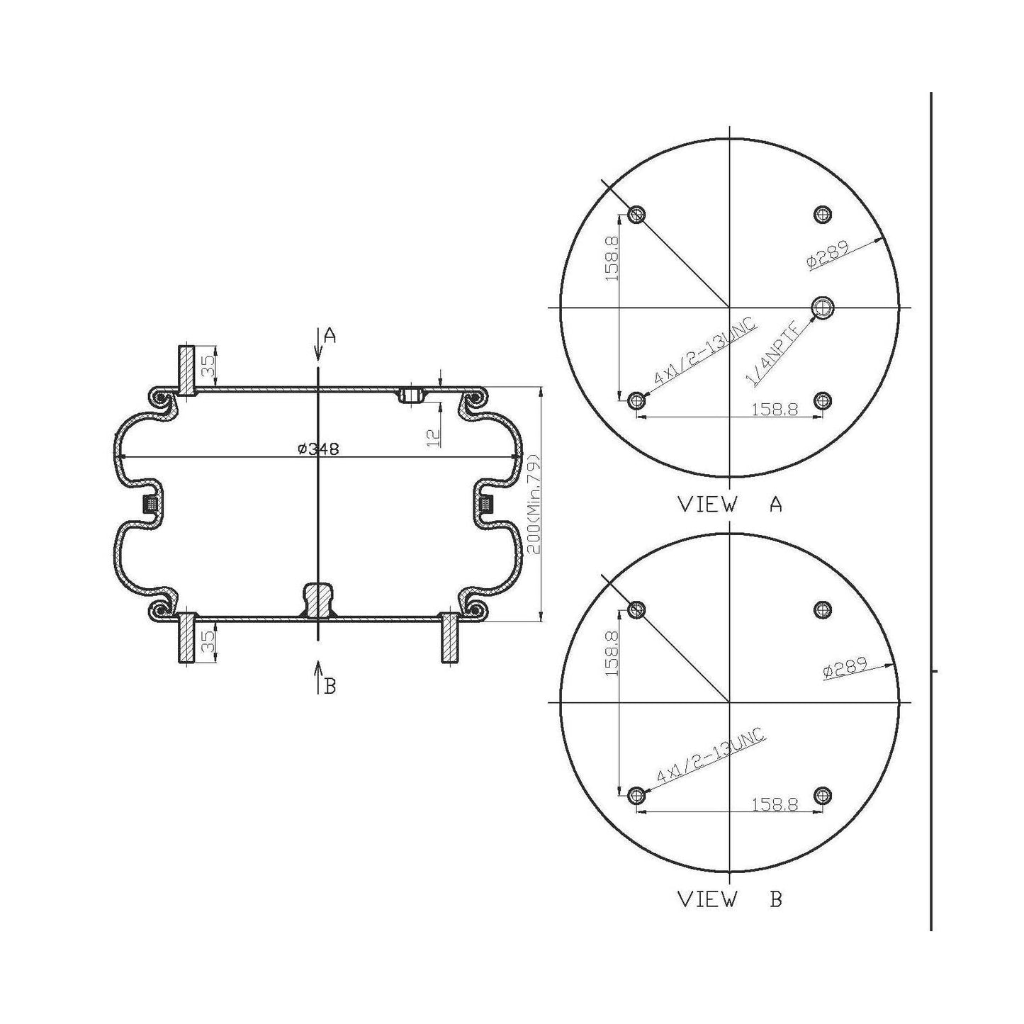F245647 | DVP AIR SPRING 7135, 554800C1, 2B14-360 | Replace FAS-0739