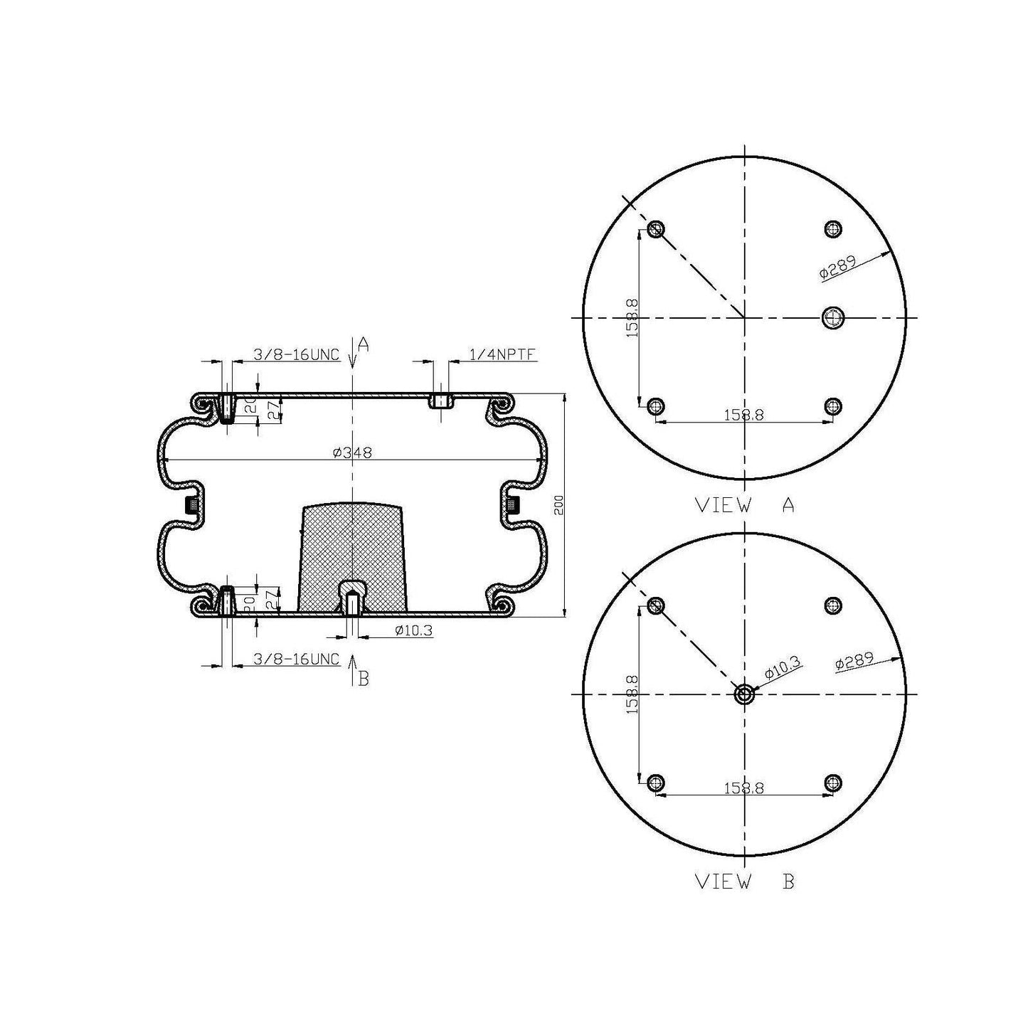 F245646 | AIR SPRING 7136, 554798C1, 2B14-356 | Replace FAS-0775