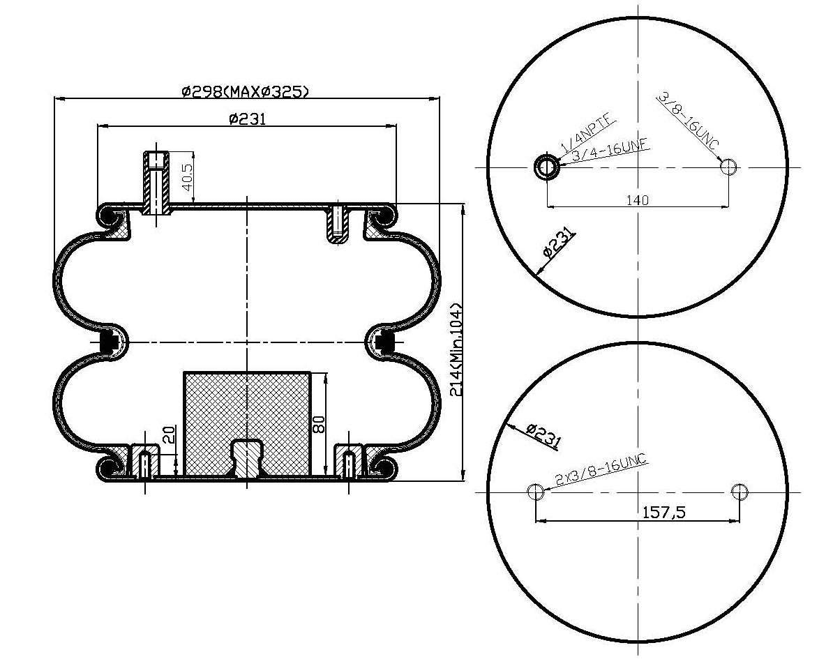 F245645 | AIR SPRING 554787C1, 2B12-307, 7403 | Replace FAS-0714