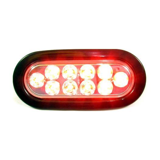 6" Red Oval Marker/Tail/Stop/Turn Led Light With 10 Leds And Clear Lens | F235186