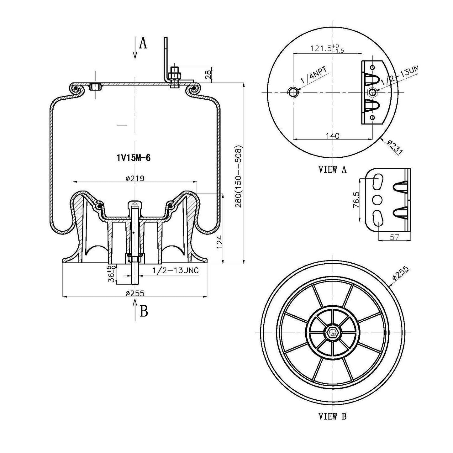 F245597 | AIR SPRING 8829, 1R12-615 | Replace FAS-0728