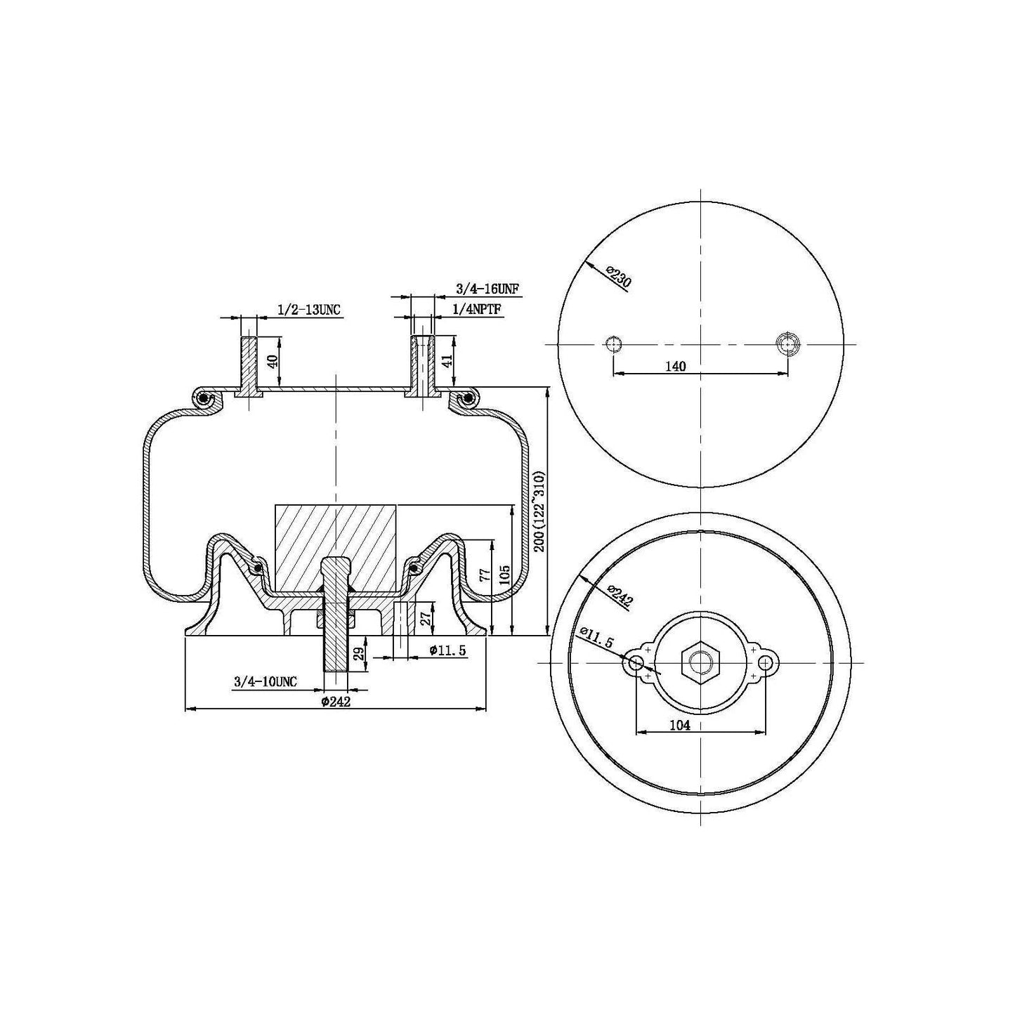 F245599 | AIR SPRING 9039, 1R12-095 | Replace FAS-0699