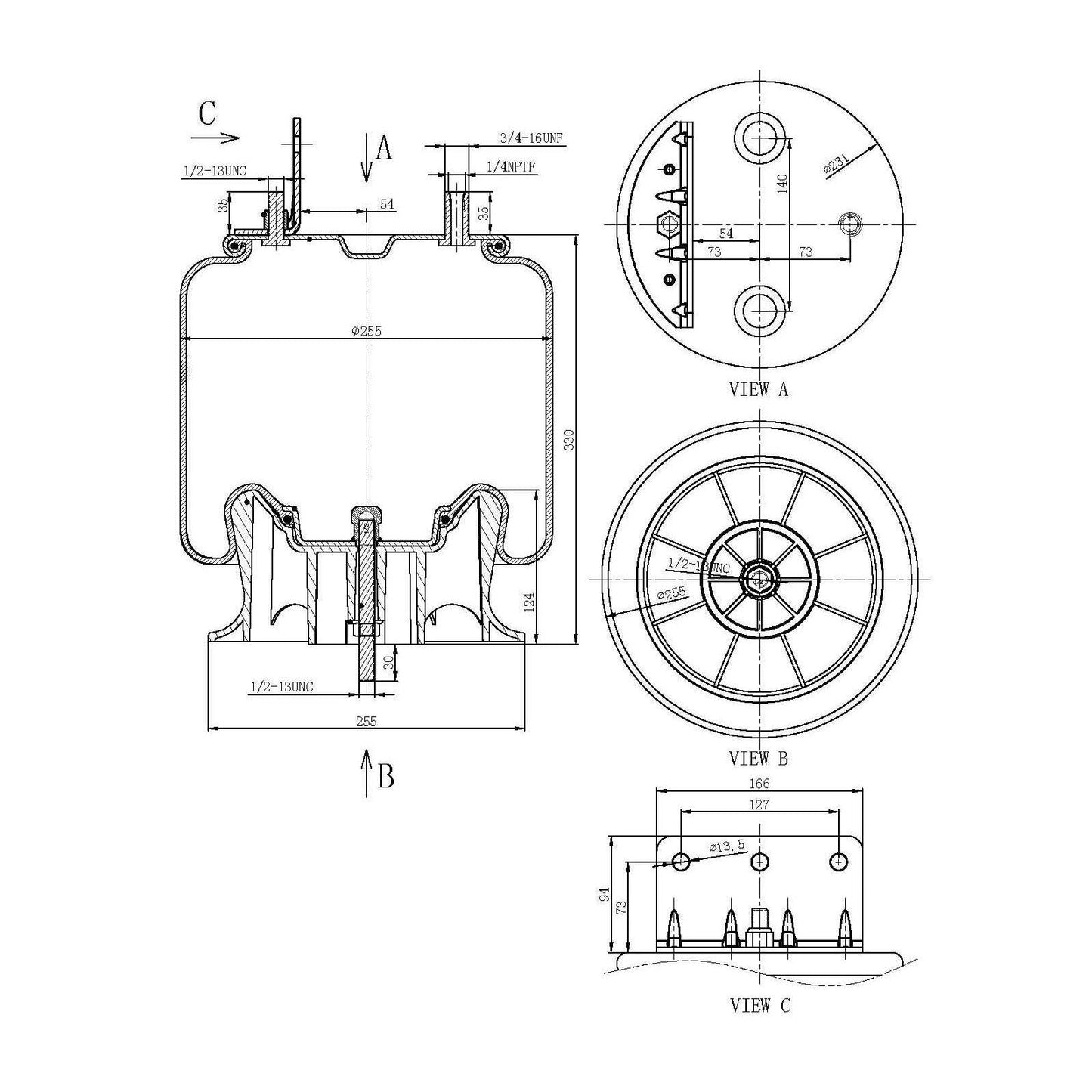 F245595 | AIR SPRING 9648, 1R12-538 | Replace FAS-0695