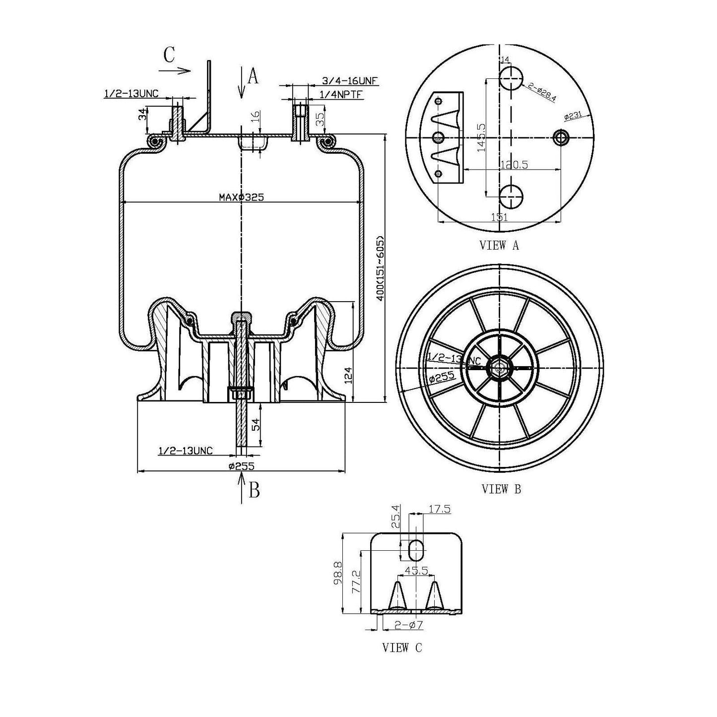 F245580 | AIR SPRING 9875, 1R12-432 | Replace FAS-0729