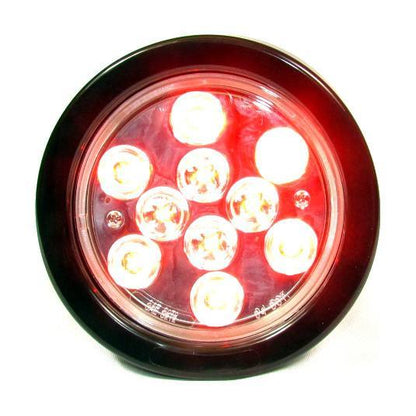 4" Red Round Round Tail/Stop/Turn Led Light With 10 Leds And Clear Lens | F235156