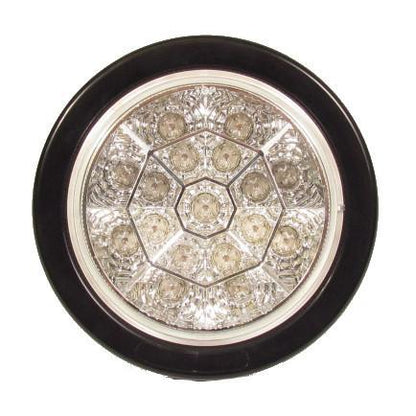 4" Red Round Tail/Stop/Turn Led Light With 17 Leds, Clear Lens And Chromed Reflector | F235103