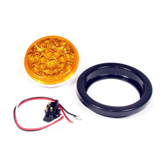 4" Amber Round Tail/Turn Led Light With 17 Leds, Amber Lens And Chromed Reflector | F235111