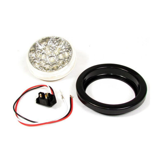 4" Amber Round Tail/Turn Led Light With 17 Leds, Clear Lens And Chromed Reflector | F235113