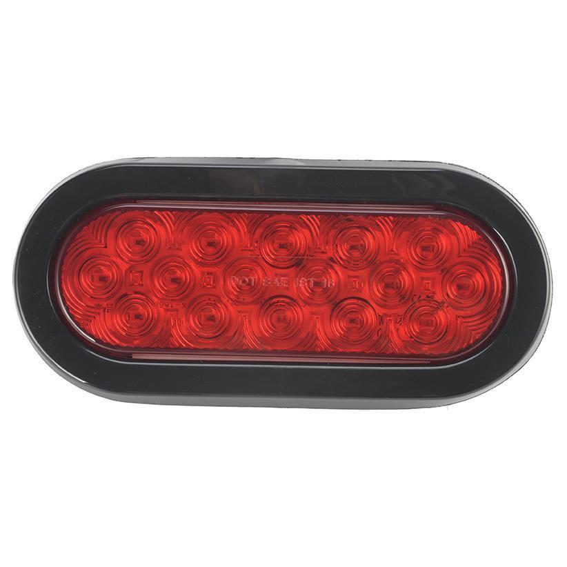 6" Red Oval Marker/Tail/Stop/Turn Led Light With 16 Sq Leds And Red Lens | F235453