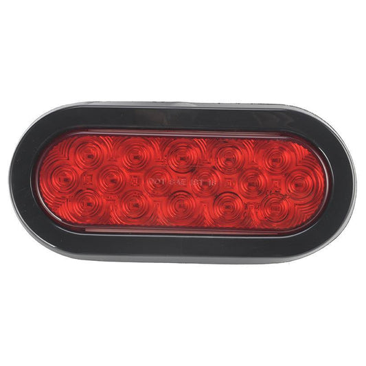 6" Red Oval Marker/Tail/Stop/Turn Led Light With 16 Sq Leds And Red Lens | F235453