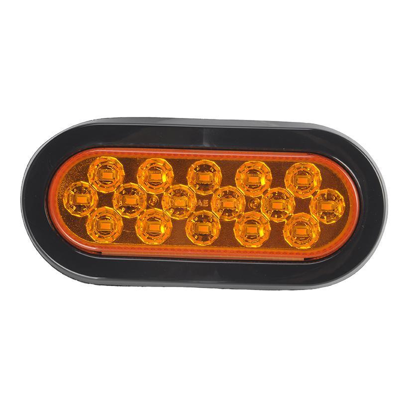 6" Amber Oval Marker/Tail/Turn Led Light With 16 Sq Leds And Amber Lens | F235454