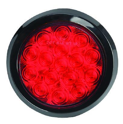4" Red Round Tail/Stop/Turn Led Light With 16 Sq Leds And Red Lens | F235508