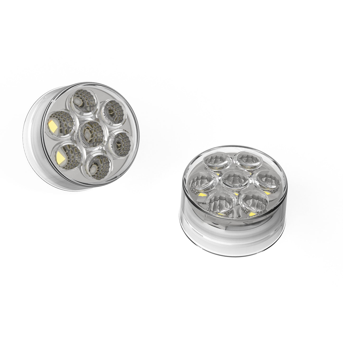 2” Round Dual Function Multivoltage Led Lights - Red & Ambar Led/Clear Lens | F238701