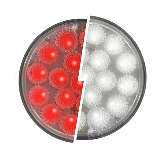 4” Round Dual Function Multivoltage Led Lights - Red & White Led/Clear Lens | F238707