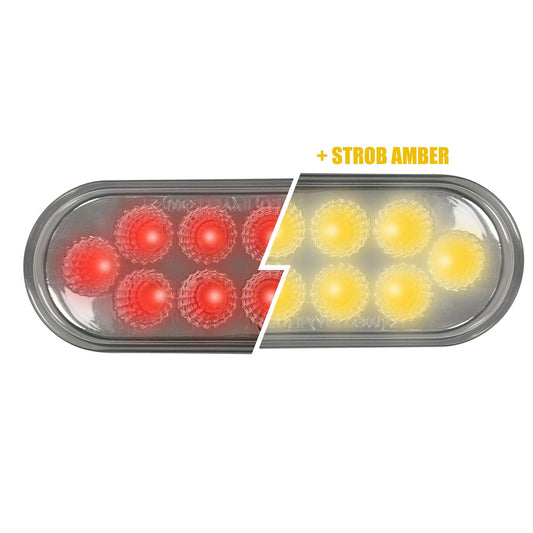 6” Oval Dual Function Multivoltage Led Lights - Red & Ambar Led/Clear Lens | F238711