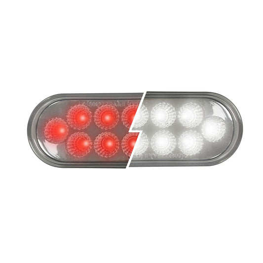 6” Oval Dual Function Multivoltage Led Lights - Red & White Led/Clear Lens | F238710