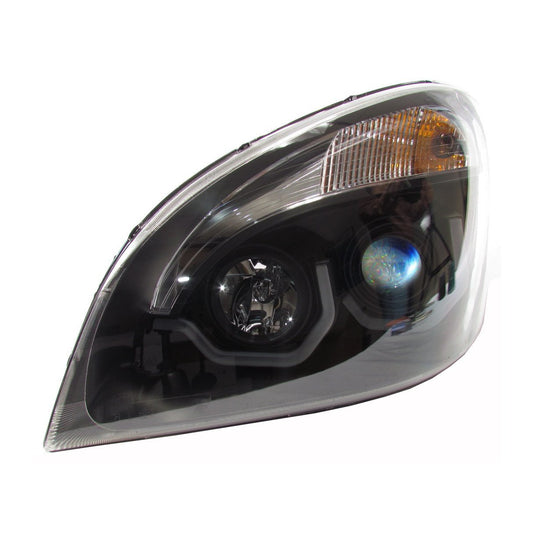 Black Housing Projector Headlight For Freightliner Cascadia - Driver Side