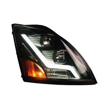 Black Housing Headlight W/Led Light Bar For Volvo Vn/Vnl - Passenger Side