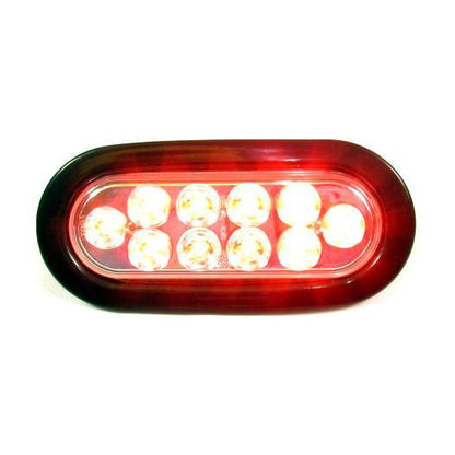 6" Red Oval Marker/Tail/Stop/Turn Led Light With 10 Leds And Clear Lens | F235186