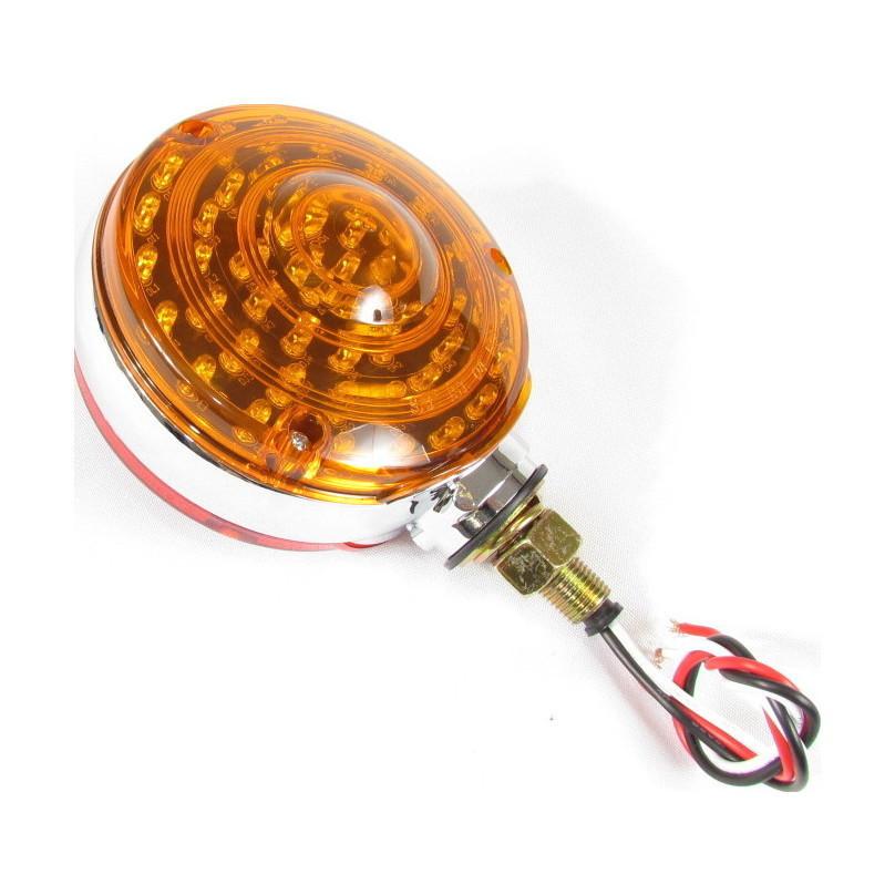 Chrome Round Pedestal Led Light With 48/40 Amber/Red Leds And Amber/Red Lens | F235267